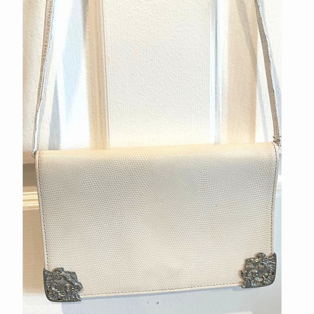 Vintage Glen Miller for Ann Turk White Leather Crossbody Clutch Silver Hardware